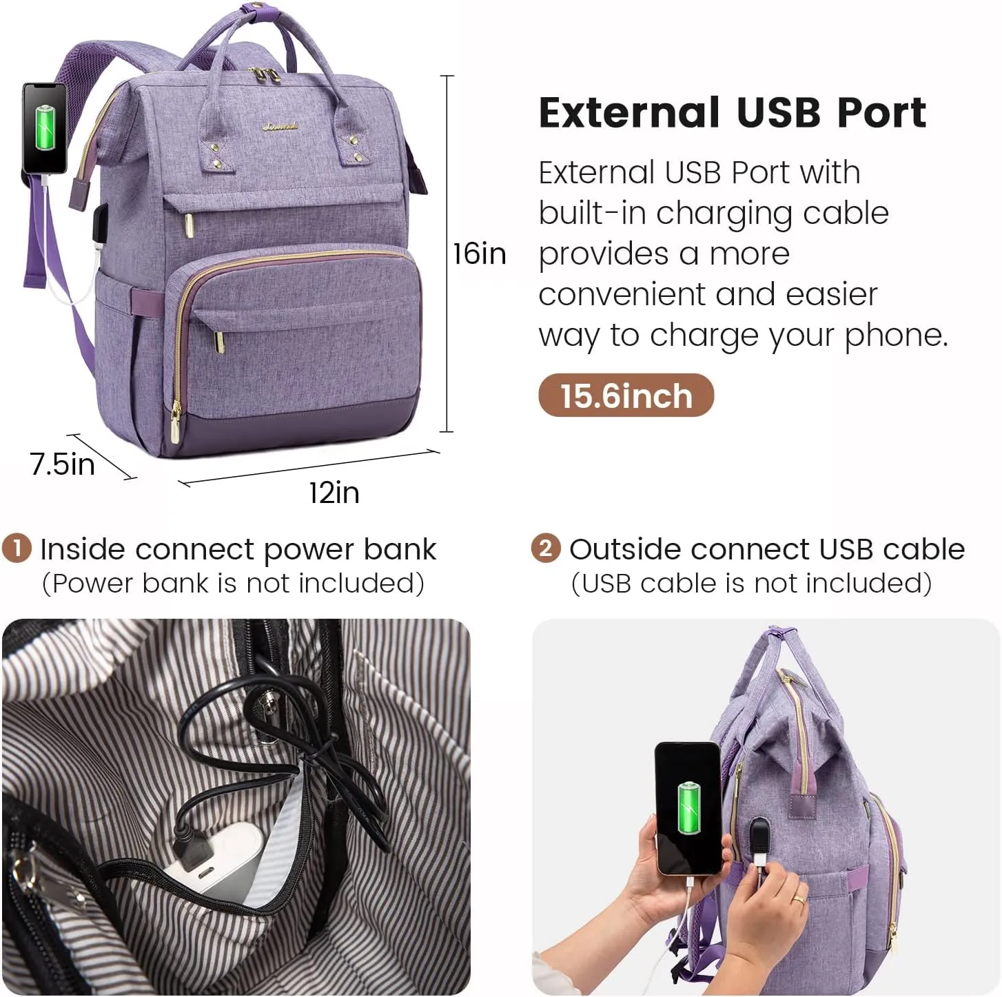 LOVEVOOK Laptop Backpack for Women Backpack Purse 15.6 Inch Computer Backpack Nurse Teacher Bag Large Capacity Computer Backpack with USB Port for Travel/Work