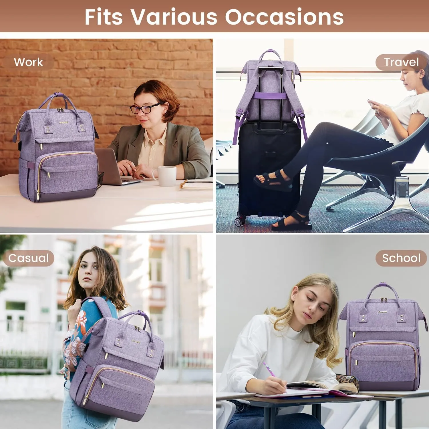 LOVEVOOK Laptop Backpack for Women Backpack Purse 15.6 Inch Computer Backpack Nurse Teacher Bag Large Capacity Computer Backpack with USB Port for Travel/Work