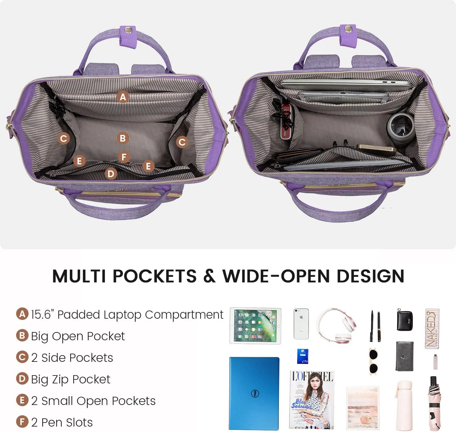 LOVEVOOK Laptop Backpack for Women Backpack Purse 15.6 Inch Computer Backpack Nurse Teacher Bag Large Capacity Computer Backpack with USB Port for Travel/Work