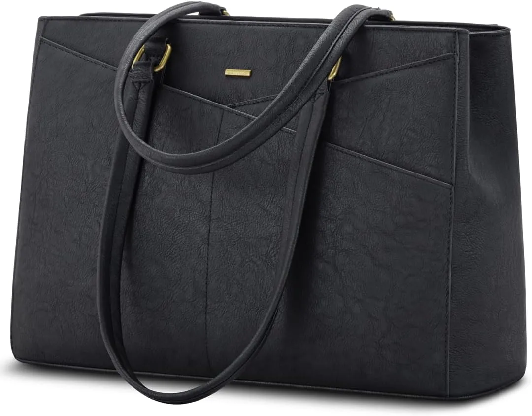 LOVEVOOK Laptop Bag for Women 15.6 Inch Tote Bags Waterproof Leather Briefcase Computer Women Business Office Work Bag,Vintage Black