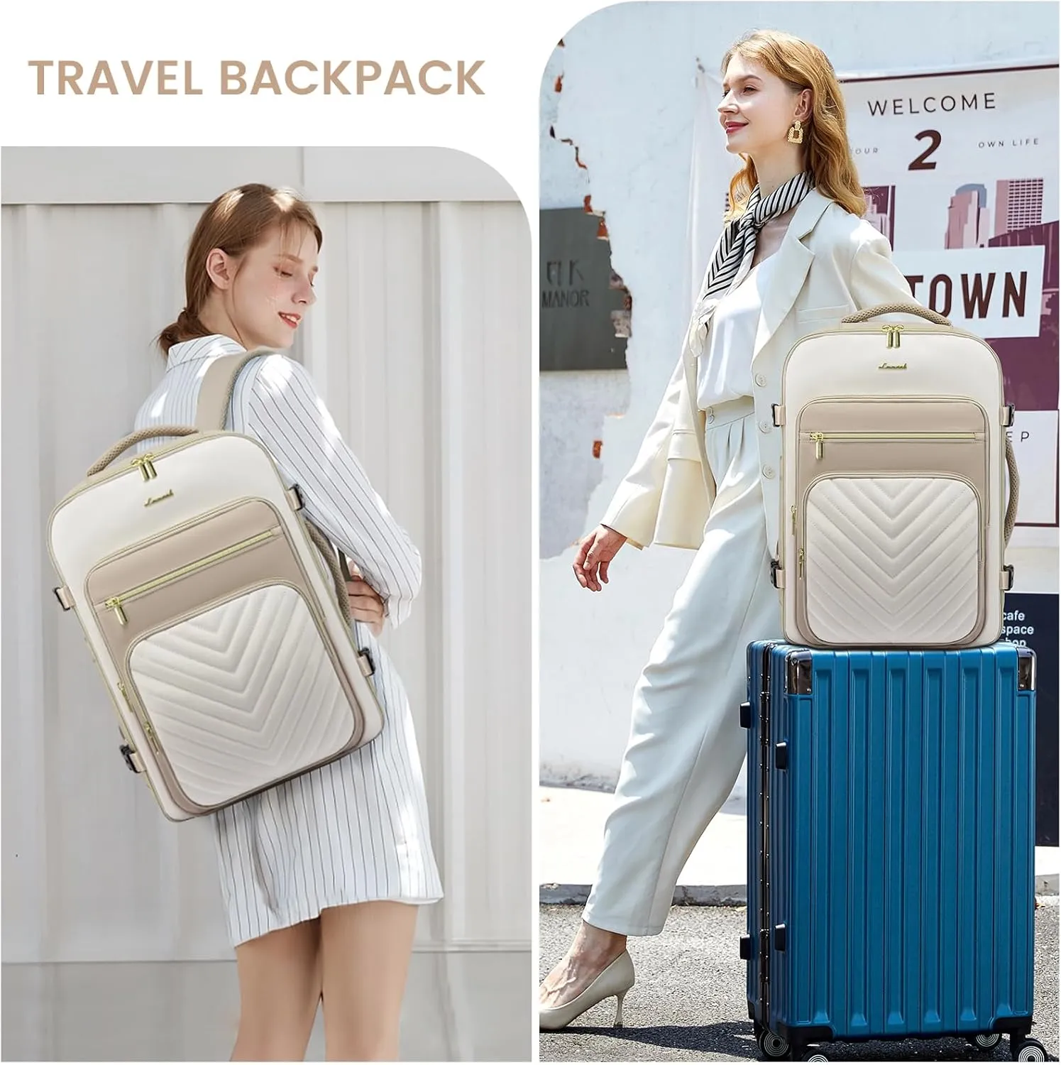 LOVEVOOK Large Travel Backpack for Women, Carry On Bag Flight Approved, 40L TSA Personal Item Travel Bag with 3 Packing Cubes, Waterproof 17 Inch Laptop Hiking Casual Bag Backpack