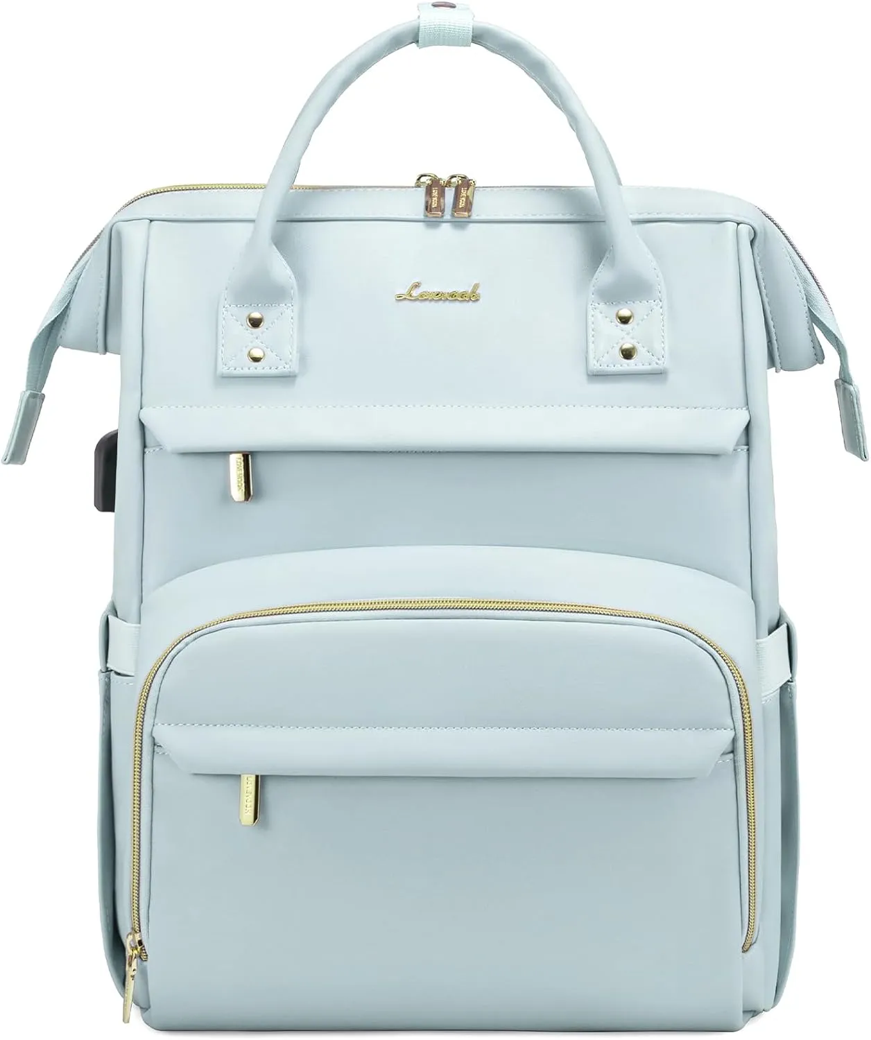 LOVEVOOK Leather Laptop Backpack for Women 15.6 inch,Travel Backpack Purse Nurse Teacher Backpack Computer Laptop Bag,Professional College Business Work Bags Carry On Backpacks with USB Port,Pink Blue
