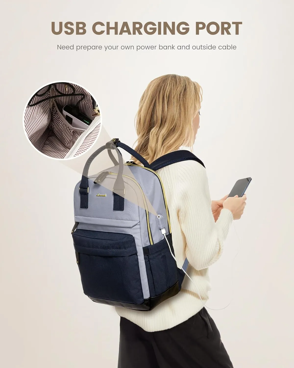 LOVEVOOK Travel Laptop Backpack Women, 15.6 Inch Anti-theft Laptop Bag with USB Port, Fashion Waterproof Computer Backpacks Teacher Nurse Backpack Purse for College Work
