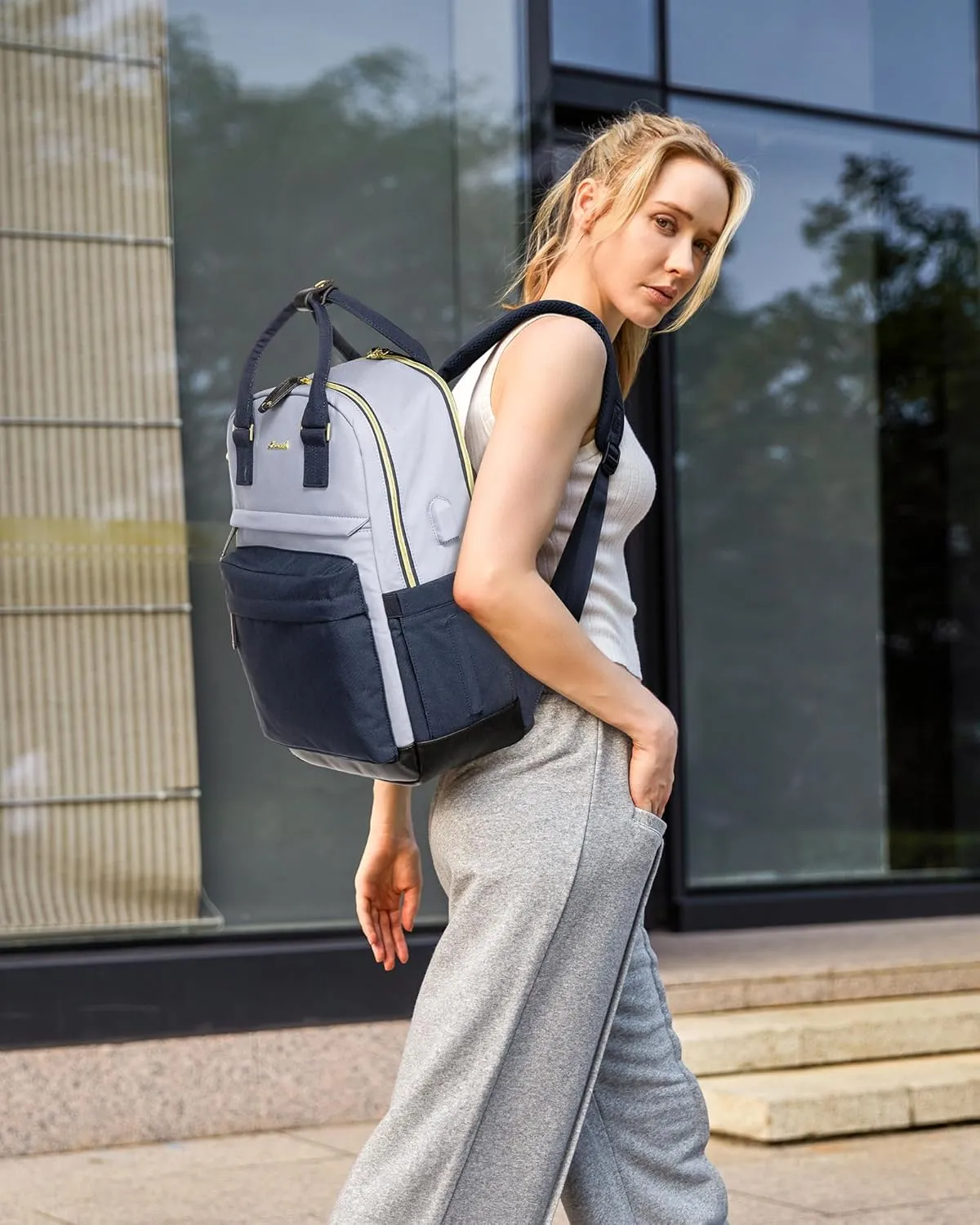 LOVEVOOK Travel Laptop Backpack Women, 15.6 Inch Anti-theft Laptop Bag with USB Port, Fashion Waterproof Computer Backpacks Teacher Nurse Backpack Purse for College Work