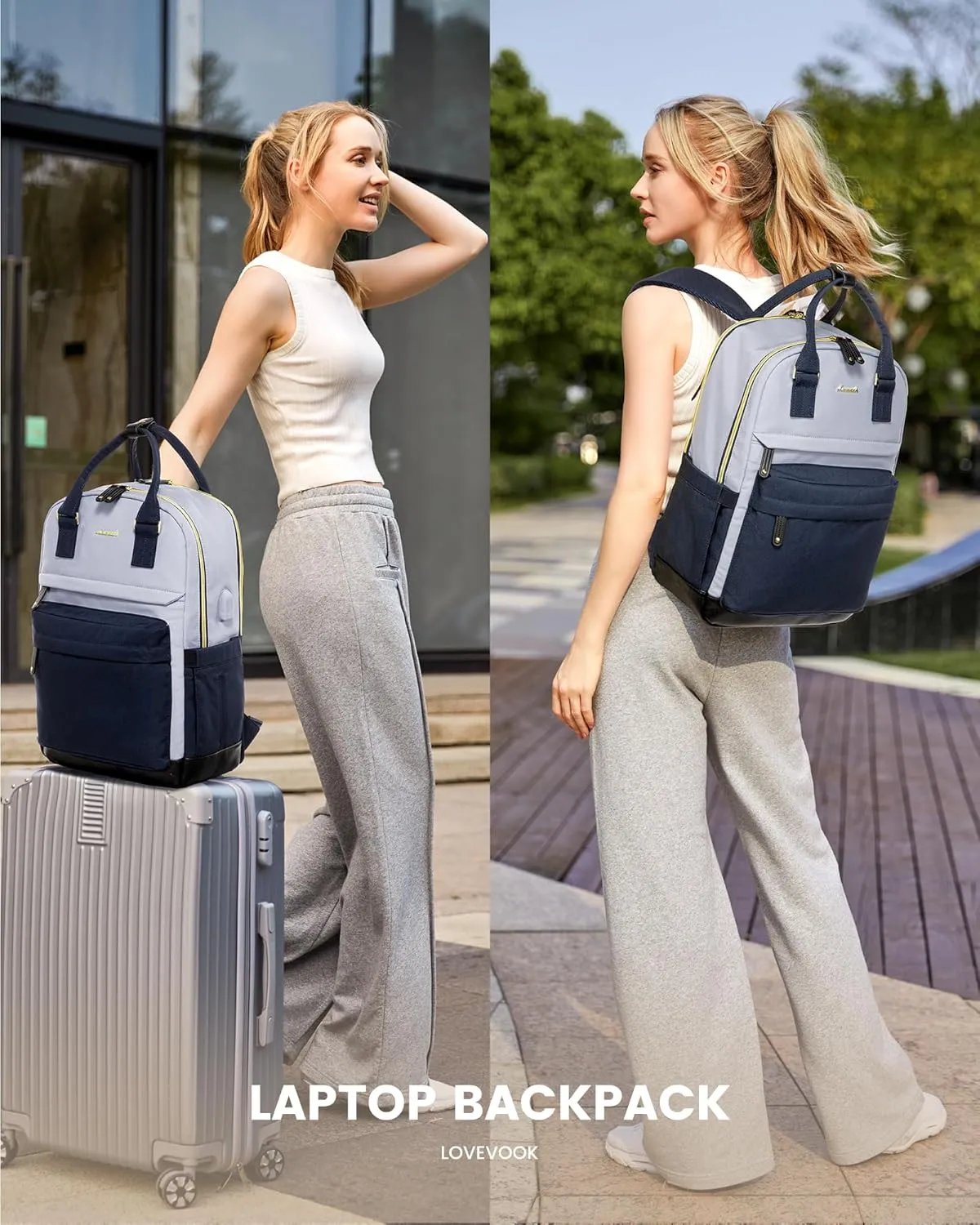 LOVEVOOK Travel Laptop Backpack Women, 15.6 Inch Anti-theft Laptop Bag with USB Port, Fashion Waterproof Computer Backpacks Teacher Nurse Backpack Purse for College Work