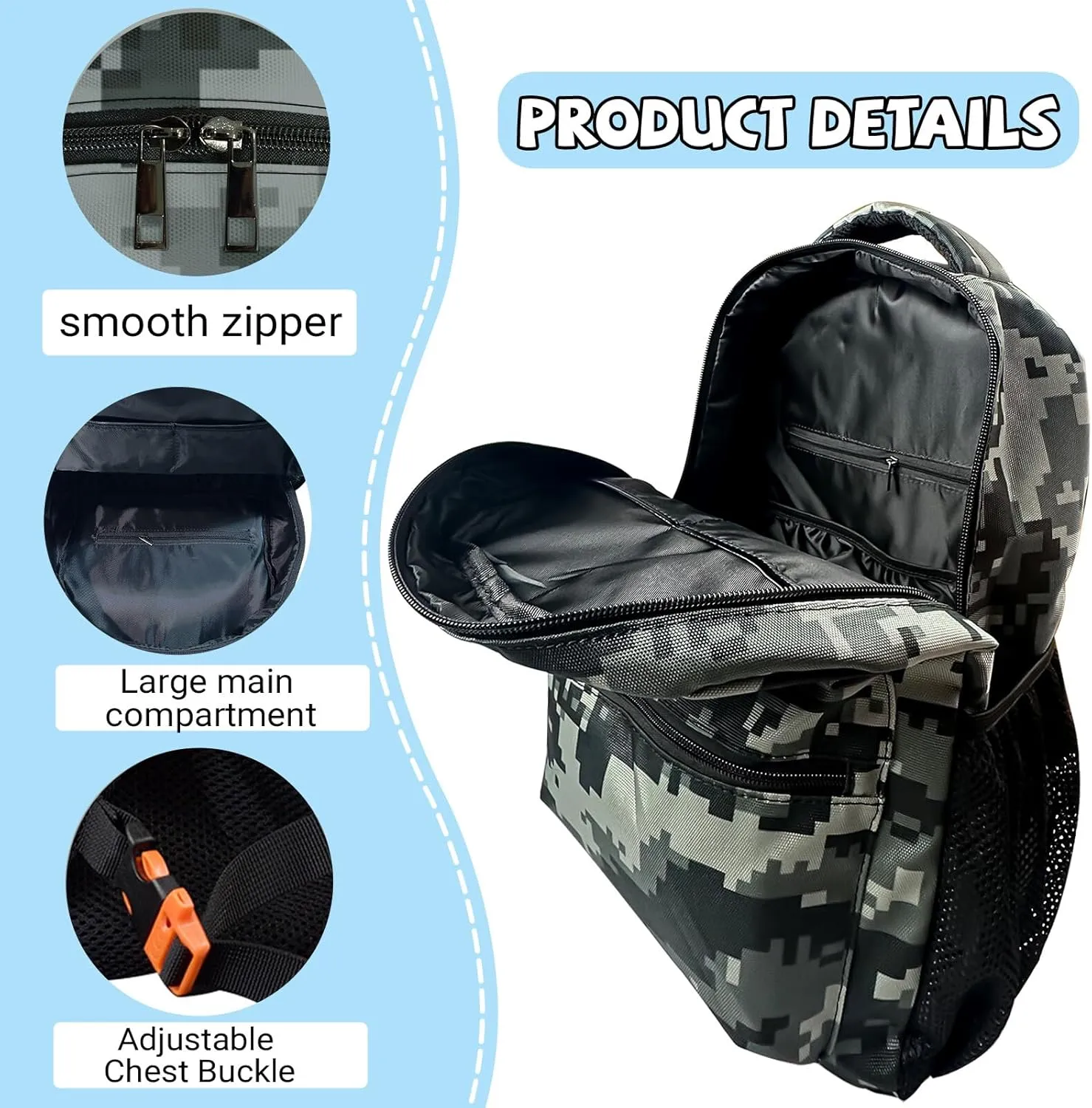 M YESCUSTOM Camo Backpack School Bags, Vintage USA Flag Middle School Primary School Bookbags, Lightweight Book Bags Laptop Backpacks for Students Boys Girls Teen Gifts