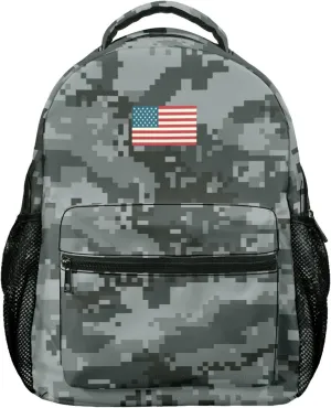 M YESCUSTOM Camo Backpack School Bags, Vintage USA Flag Middle School Primary School Bookbags, Lightweight Book Bags Laptop Backpacks for Students Boys Girls Teen Gifts