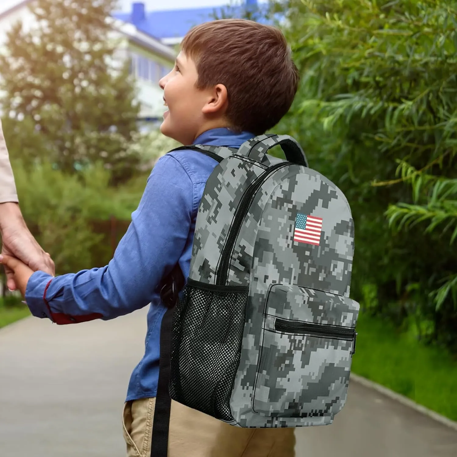 M YESCUSTOM Camo Backpack School Bags, Vintage USA Flag Middle School Primary School Bookbags, Lightweight Book Bags Laptop Backpacks for Students Boys Girls Teen Gifts