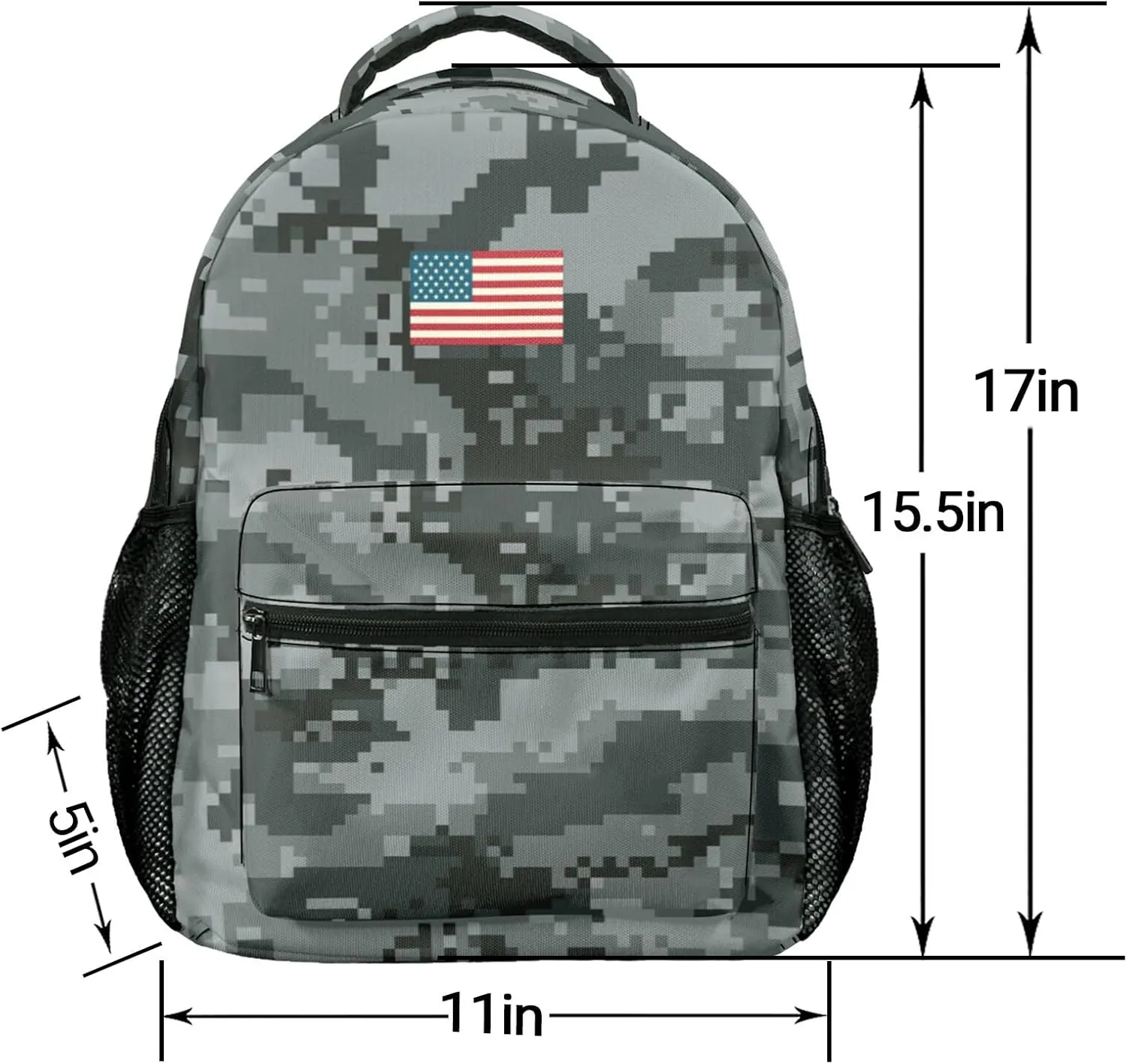 M YESCUSTOM Camo Backpack School Bags, Vintage USA Flag Middle School Primary School Bookbags, Lightweight Book Bags Laptop Backpacks for Students Boys Girls Teen Gifts
