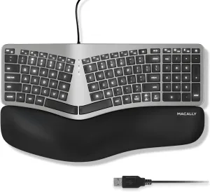 Macally Wired Ergonomic Keyboard for Mac - Compatible Backlit Apple Keyboard with Wrist Rest (Curved for Comfort) for MacBook Pro/Air, iMac, Mac Mini