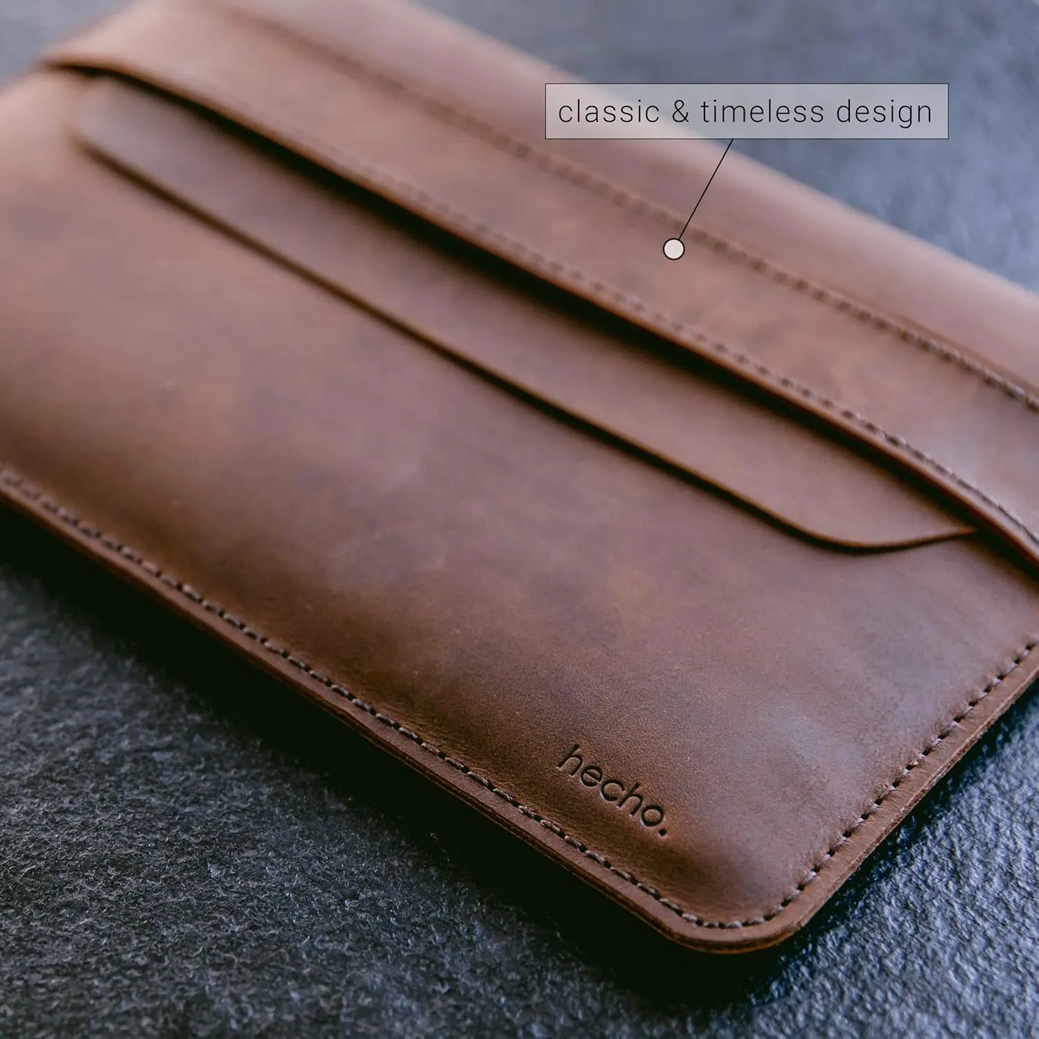 MacBook Air 13 Inch Sleeve (2009-2017) — ‘Fernando’ Handmade & Expertly Crafted Luxury MacBook Case — Full Grain Beautifully Stitched Fair Trade Leather — Brown