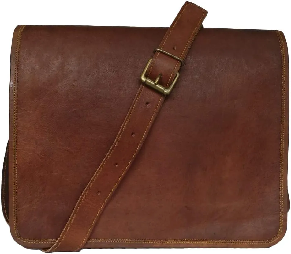 Madosh, Men's Genuine Leather Crossbody Bag Casual Full flap Laptop Shoulder Bag