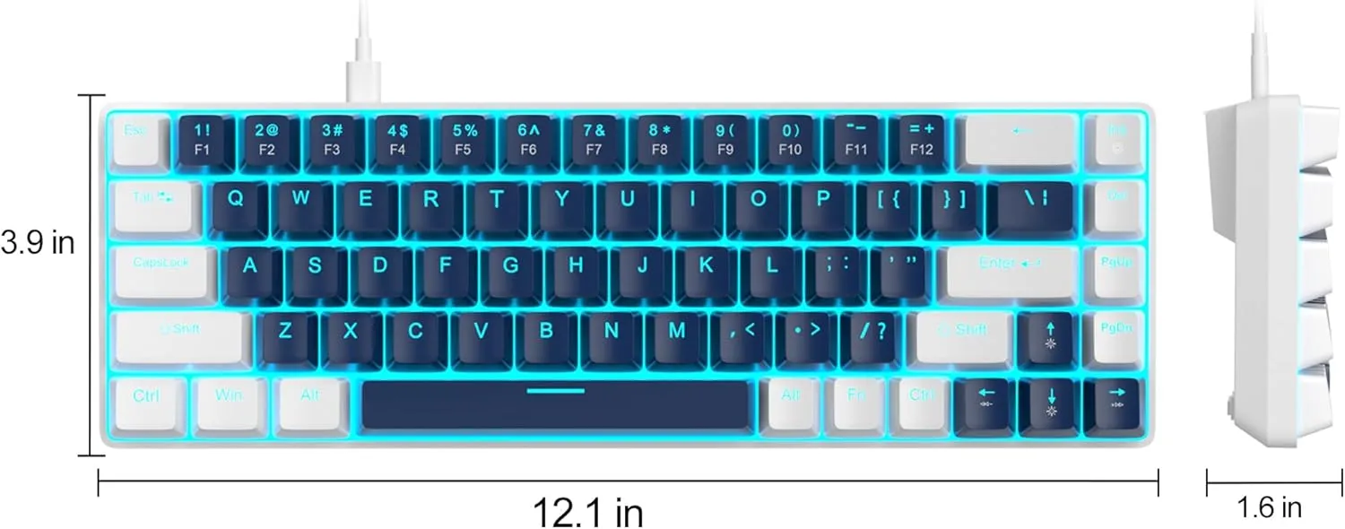 MageGee Portable 60% Mechanical Gaming Keyboard, MK-Box LED Backlit Compact 68 Keys Mini Wired Office Keyboard with Blue Switch for Windows Laptop PC Mac - Blue/White