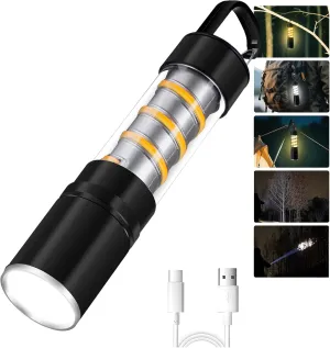 MAGICYOYO Outdoor Powerful Portable LED Flashlight- Ultra Bright Rechargeale,Long-Lasting, Versatile Light for Camping (Flashlight), Black