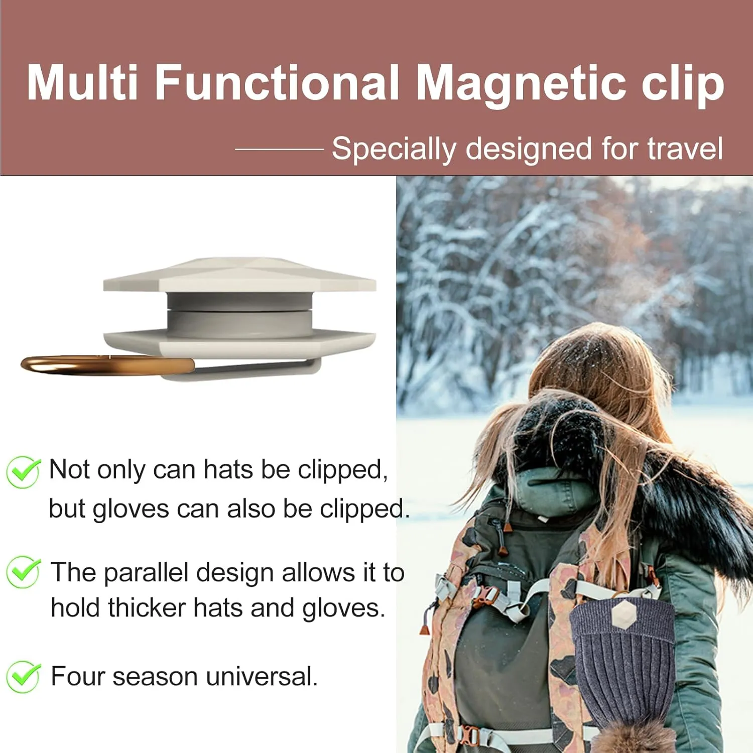 Magnetic Hat Clip for Travel on Bag High Strength Magnet Hat Holder Fits on Backpacks Purses Totes Creative Gift
