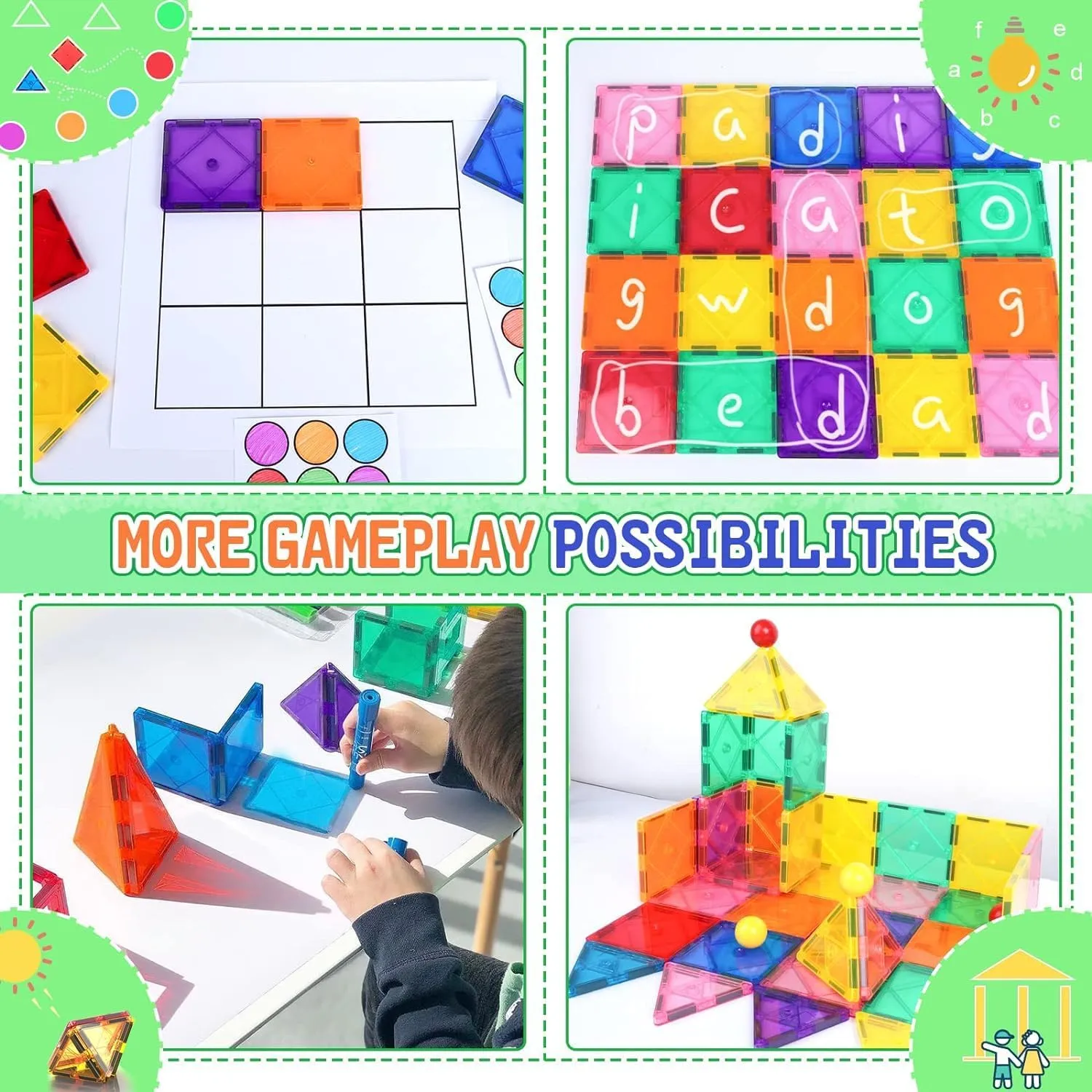 Magnetic Tiles 68PCS Toddler Toys Magnetic Building Blocks for Kids Ages 3-12 STEM Educational Travel Toys for 3 4 5 6 7 8  Years Old Boys & Girls & Birthday Gifts