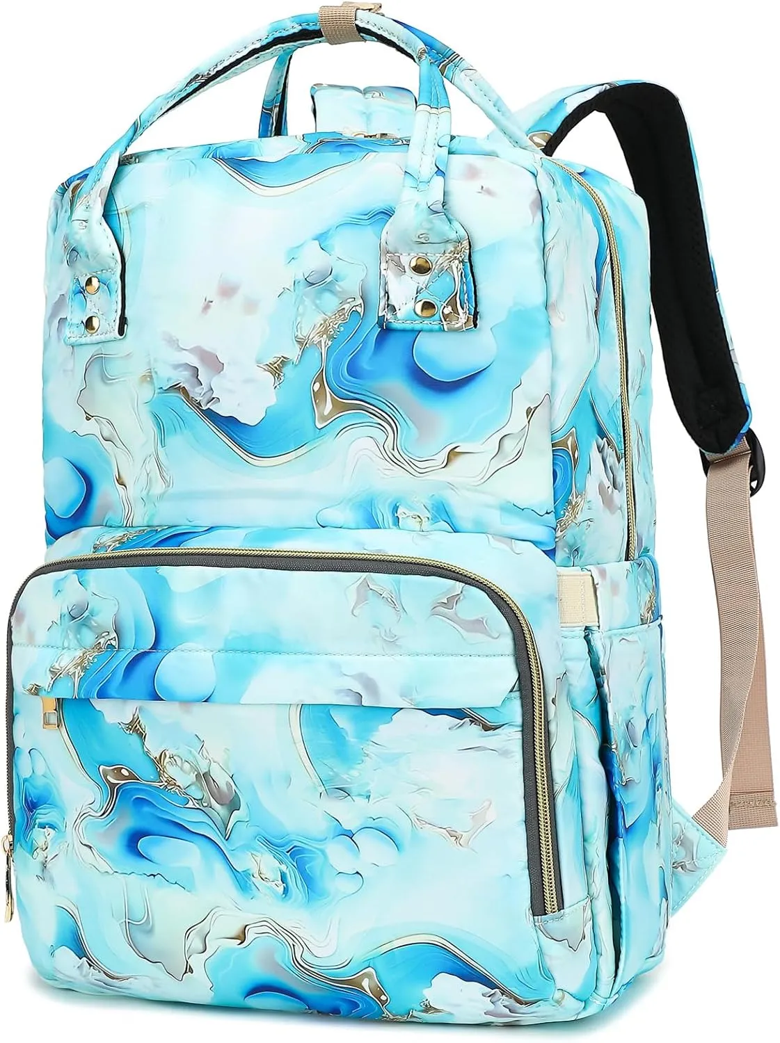 Marble Laptop Backpack College Bookbag School Backpack for Women Girls, Travel Backpack 15.6 Inch Computer Backpacks (Green)