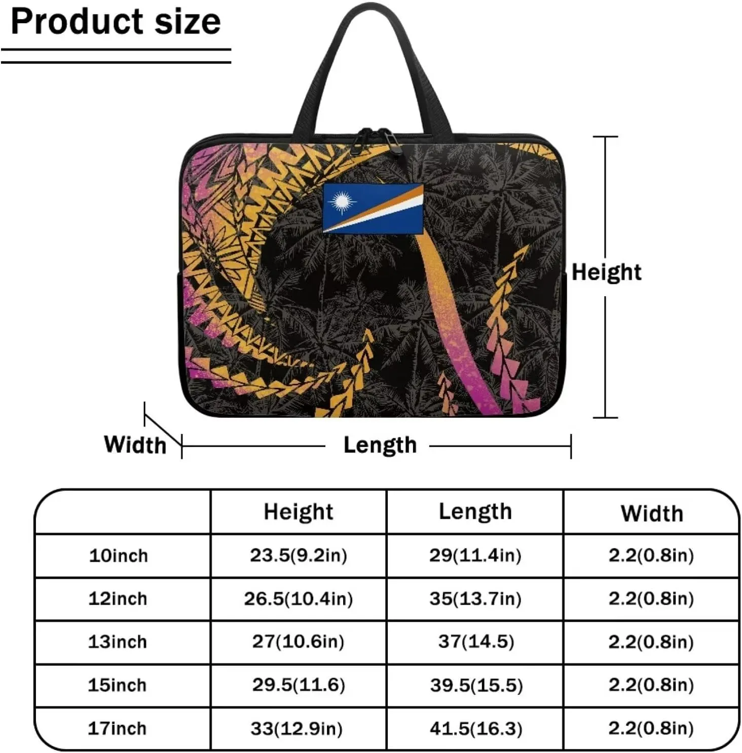 Marshall Inland Print Waterproof Computer Bag, Dustproof Laptop Sleeve, Shockproof Portable Briefcase for 10-17 Inch Laptops