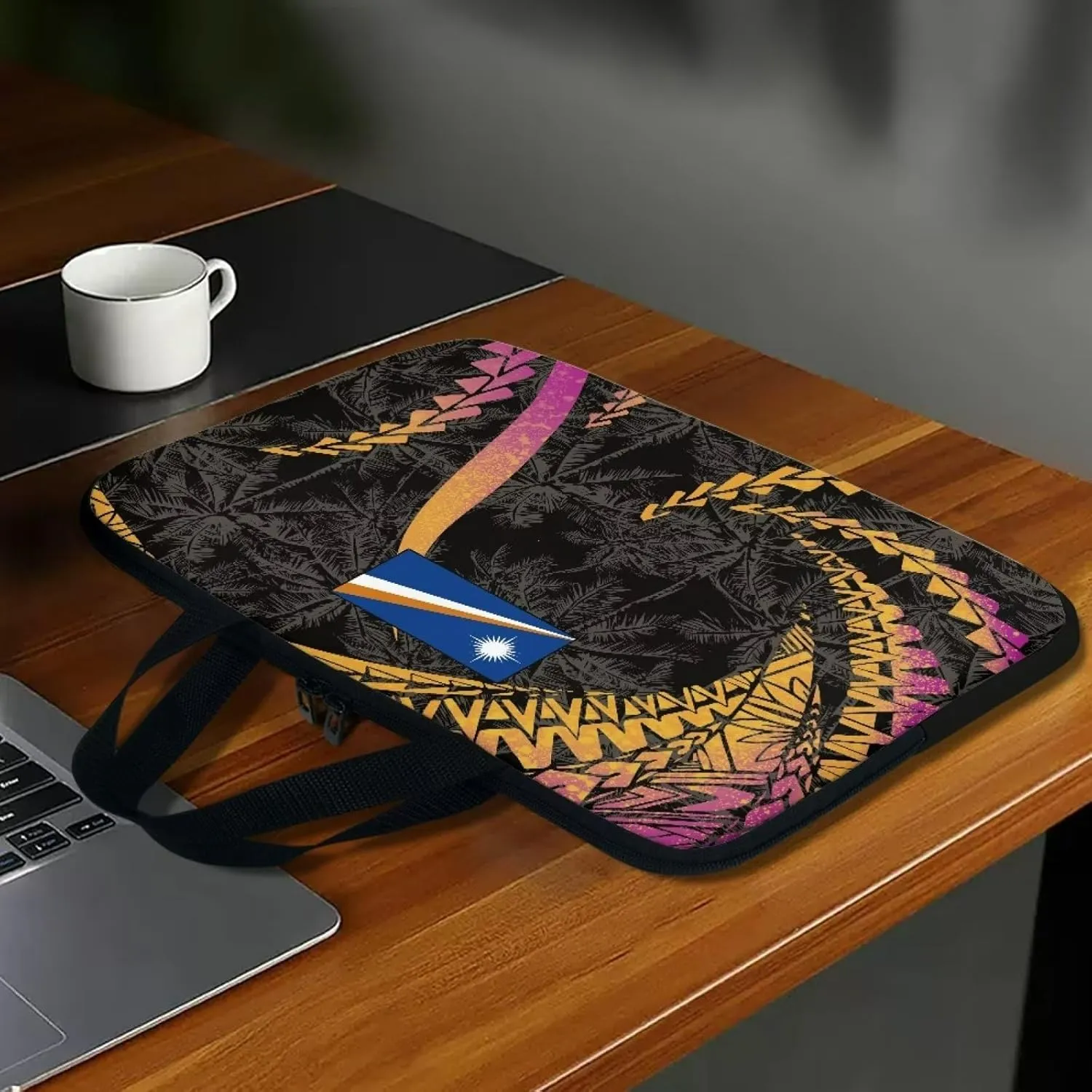 Marshall Inland Print Waterproof Computer Bag, Dustproof Laptop Sleeve, Shockproof Portable Briefcase for 10-17 Inch Laptops