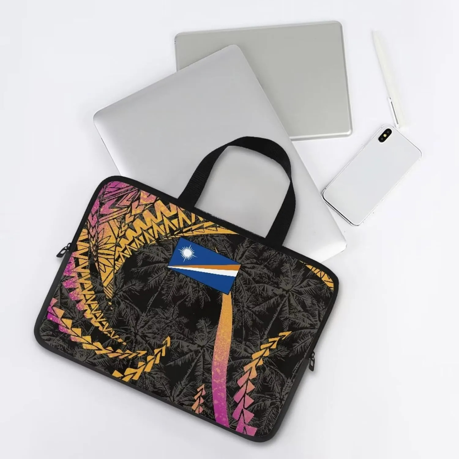 Marshall Inland Print Waterproof Computer Bag, Dustproof Laptop Sleeve, Shockproof Portable Briefcase for 10-17 Inch Laptops