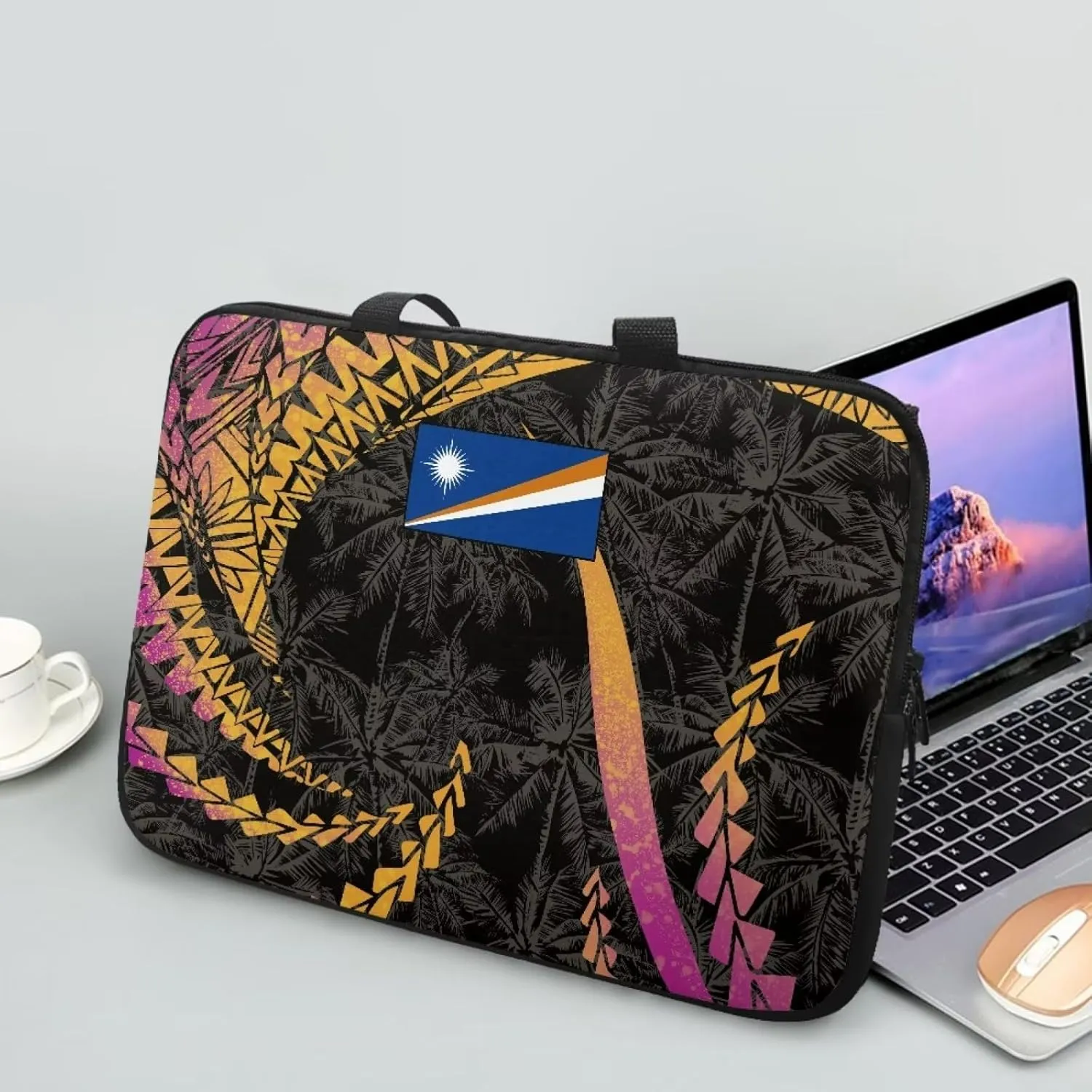 Marshall Inland Print Waterproof Computer Bag, Dustproof Laptop Sleeve, Shockproof Portable Briefcase for 10-17 Inch Laptops