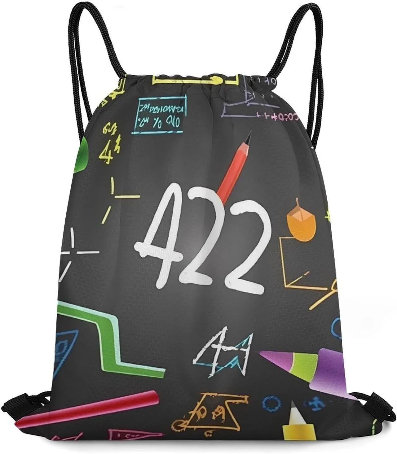 Math Quiz Drawstring Backpack Travel Sports Drawstring Bags Portable Storage Gym Bag for Men Women, 35*42cm, Style-1