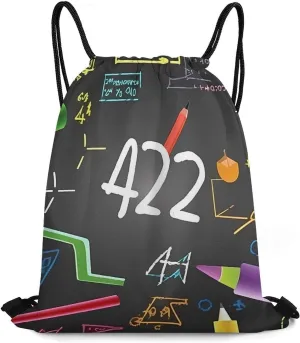 Math Quiz Drawstring Backpack Travel Sports Drawstring Bags Portable Storage Gym Bag for Men Women, 35*42cm, Style-1