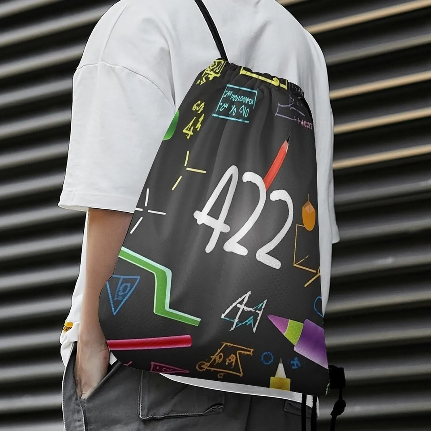Math Quiz Drawstring Backpack Travel Sports Drawstring Bags Portable Storage Gym Bag for Men Women, 35*42cm, Style-1