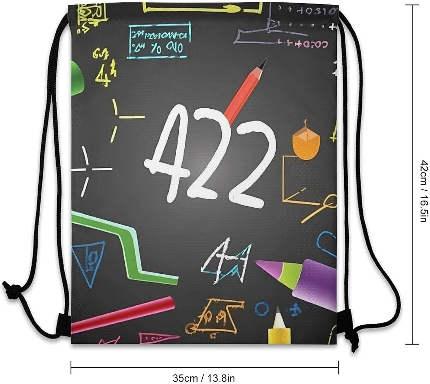 Math Quiz Drawstring Backpack Travel Sports Drawstring Bags Portable Storage Gym Bag for Men Women, 35*42cm, Style-1