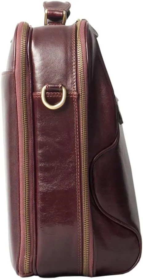Maxwell Scott - Mens Luxury Large Leather Laptop Briefcase for Up To 17" Laptop with 3 Sided Zip - The Volterra
