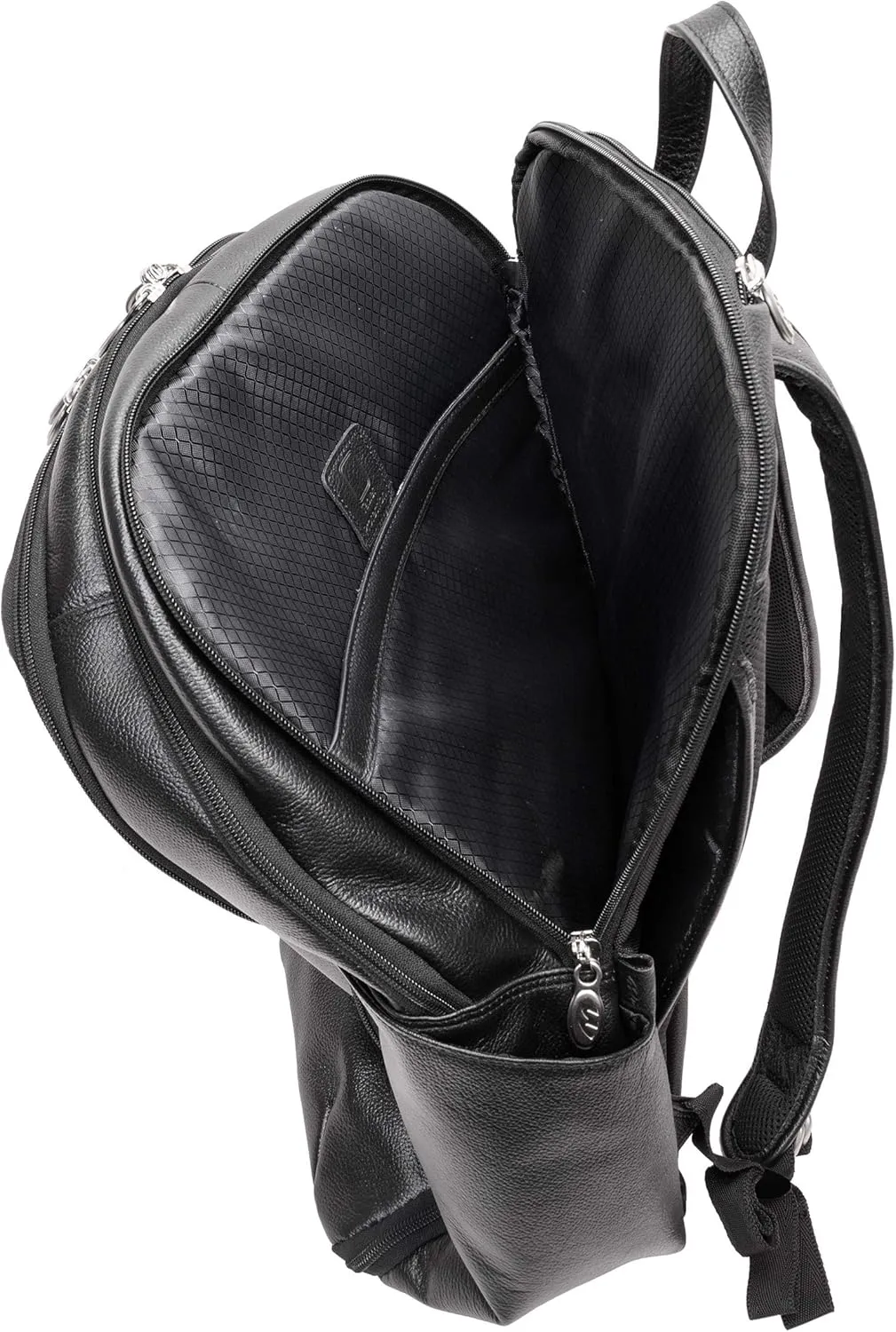 McKlein 17" Leather, Triple Compartment, Carry-All, Laptop & Tablet Weekend Backpack- ENGLEWOOD- Black