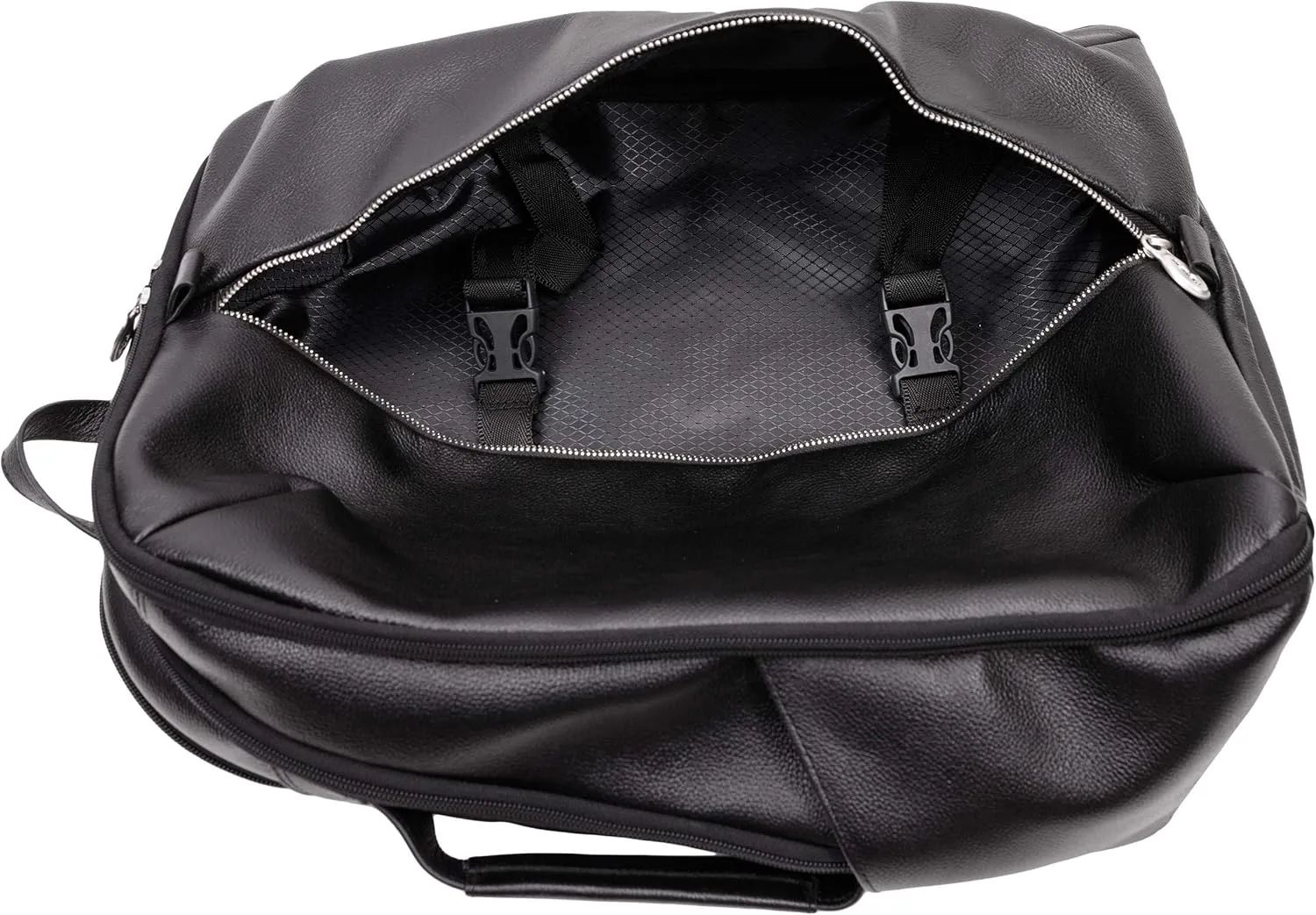 McKlein 17" Leather, Triple Compartment, Carry-All, Laptop & Tablet Weekend Backpack- ENGLEWOOD- Black