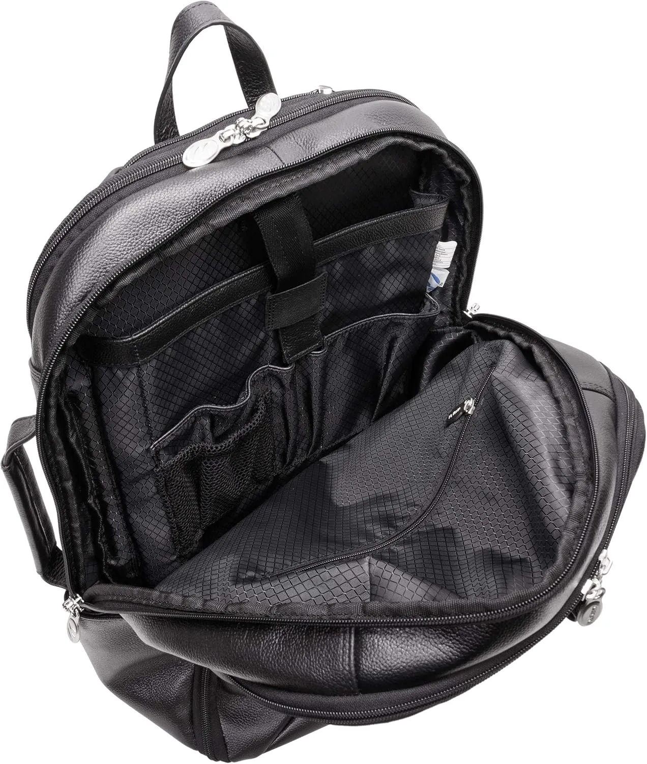 McKlein 17" Leather, Triple Compartment, Carry-All, Laptop & Tablet Weekend Backpack- ENGLEWOOD- Black