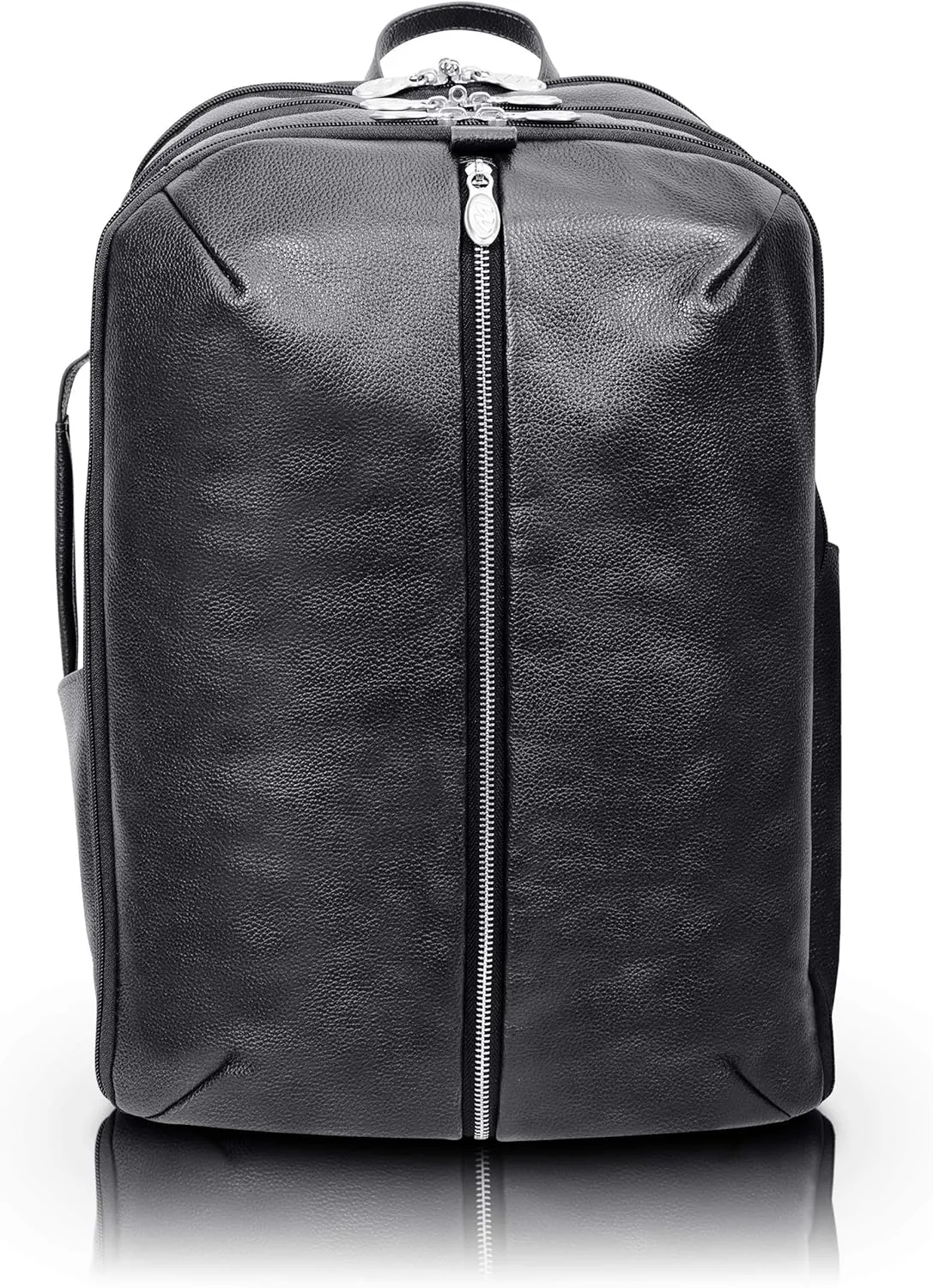 McKlein 17" Leather, Triple Compartment, Carry-All, Laptop & Tablet Weekend Backpack- ENGLEWOOD- Black