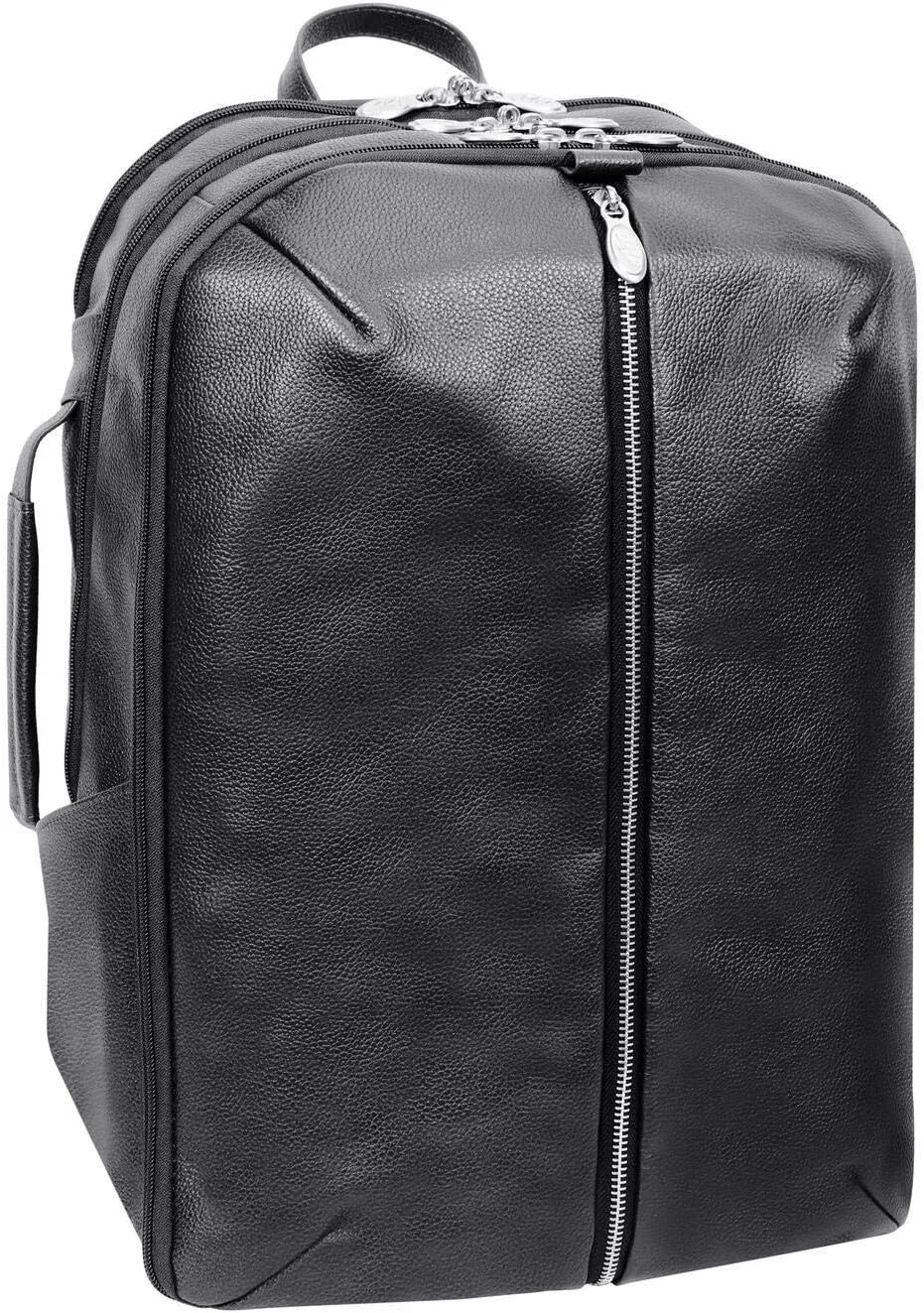 McKlein 17" Leather, Triple Compartment, Carry-All, Laptop & Tablet Weekend Backpack- ENGLEWOOD- Black