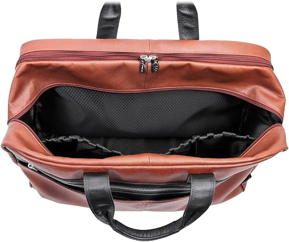 McKlein 21" Leather, Two-tone, Dual-Compartment, Laptop & Tablet Carry-All Duffel- WELLINGTON