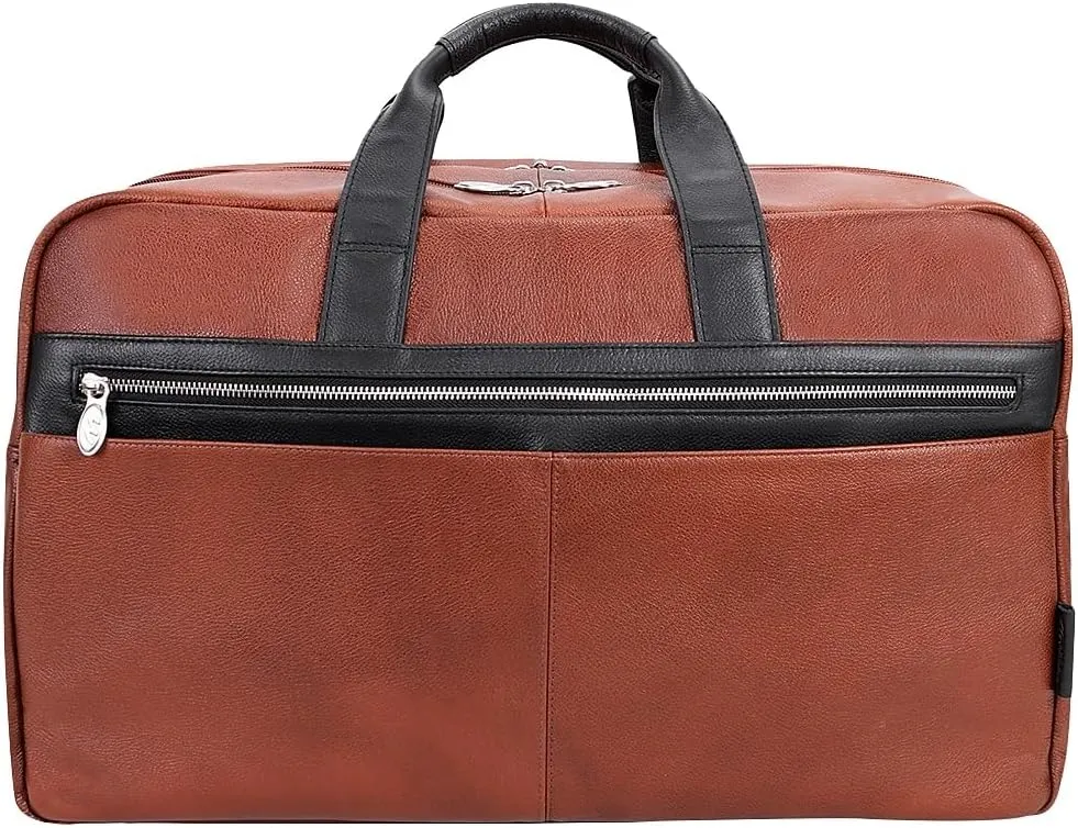 McKlein 21" Leather, Two-tone, Dual-Compartment, Laptop & Tablet Carry-All Duffel- WELLINGTON