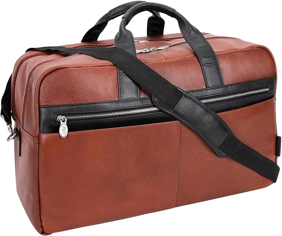 McKlein 21" Leather, Two-tone, Dual-Compartment, Laptop & Tablet Carry-All Duffel- WELLINGTON