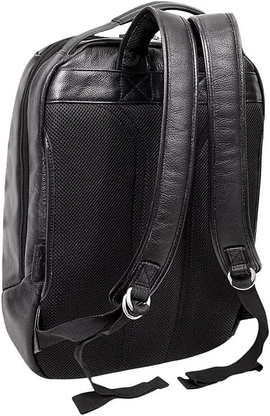 McKleinUSA South Shore Pebble Grain Calfskin Leather 17" Leather Carry-All Laptop & Tablet Overnight Backpack Black (18885) 12.5"x7"x18"