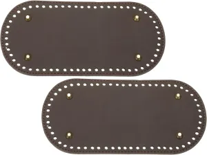 MECCANIXITY 2Pcs Crochet Bag Bottom, 4.7"x9.8" Oval Purse Bottom Leather Bag Bottom Shaper Pad with Holes Knitting Crochet Bag Cushion Base for DIY Handbag Purse Making Supplies, Coffee
