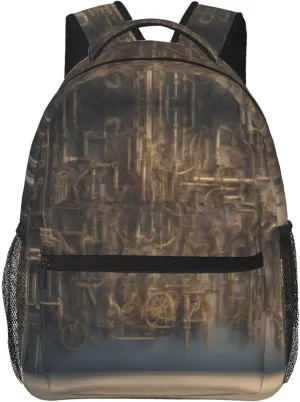(Mechanical Pipeline Wall) Print Laptop Backpack Computer Bag, Leisure Travel and Commuting Business Casual Daypacks for Women Men Sports Outdoor Backpacks for Office Work
