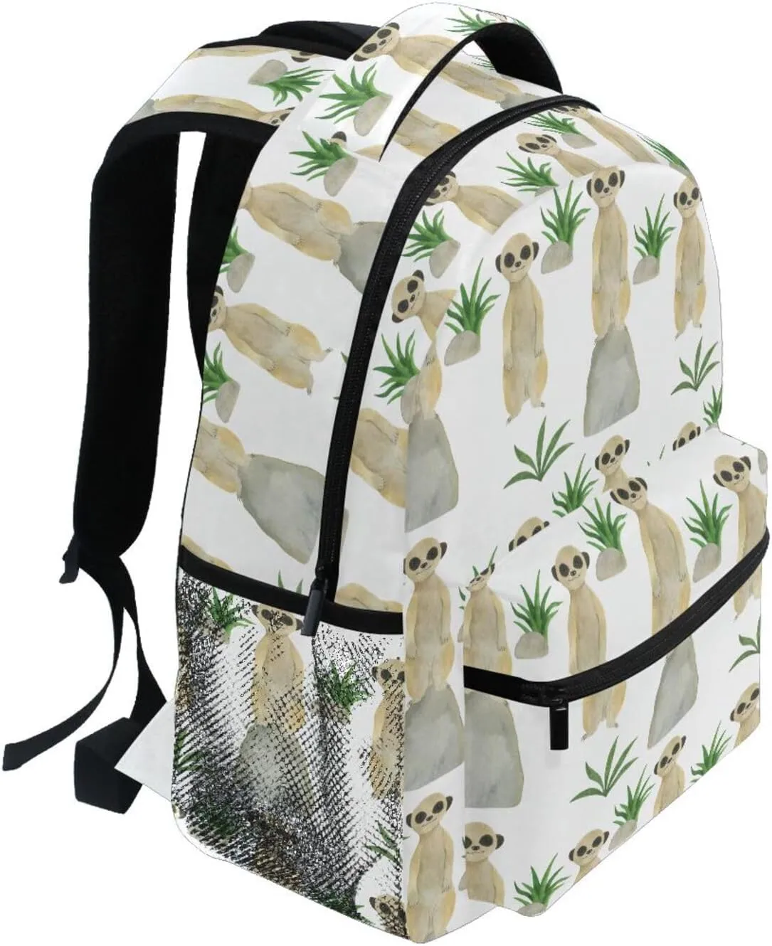 Meerkat Watercolor Animal Boys Girls Kids School Backpacks Bookbag, School Bag Daypack Travel Backpack