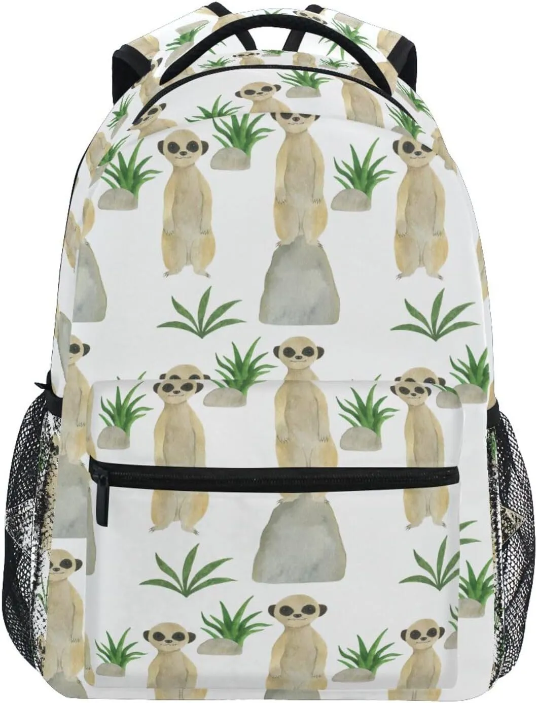 Meerkat Watercolor Animal Boys Girls Kids School Backpacks Bookbag, School Bag Daypack Travel Backpack