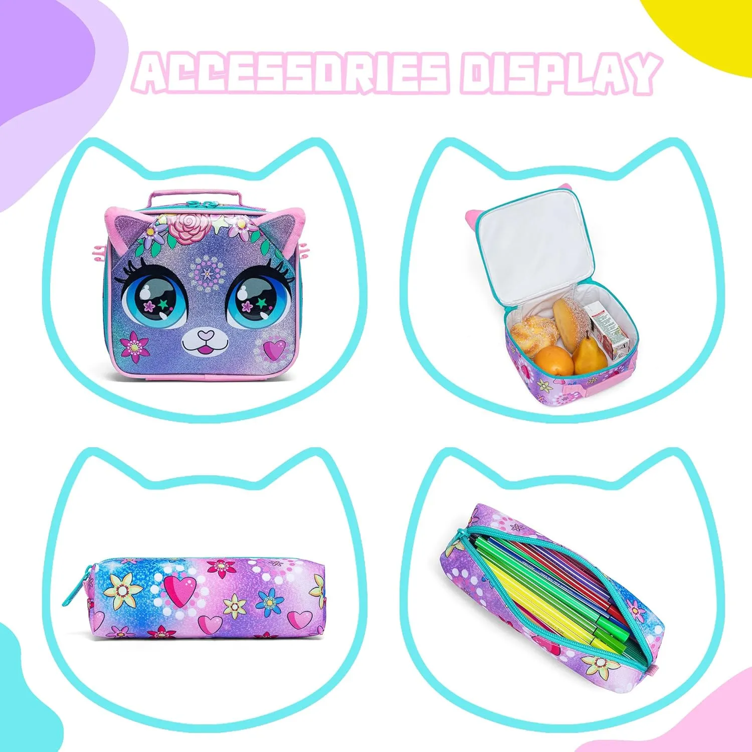 Meetbelify Backpacks for Girls School Bag Cute Girls Backpacks Ages 8-10 Kids Bookbag Set Travel Backpack for Preschool Kindergarten Elementary Students Backpack to School Supplies