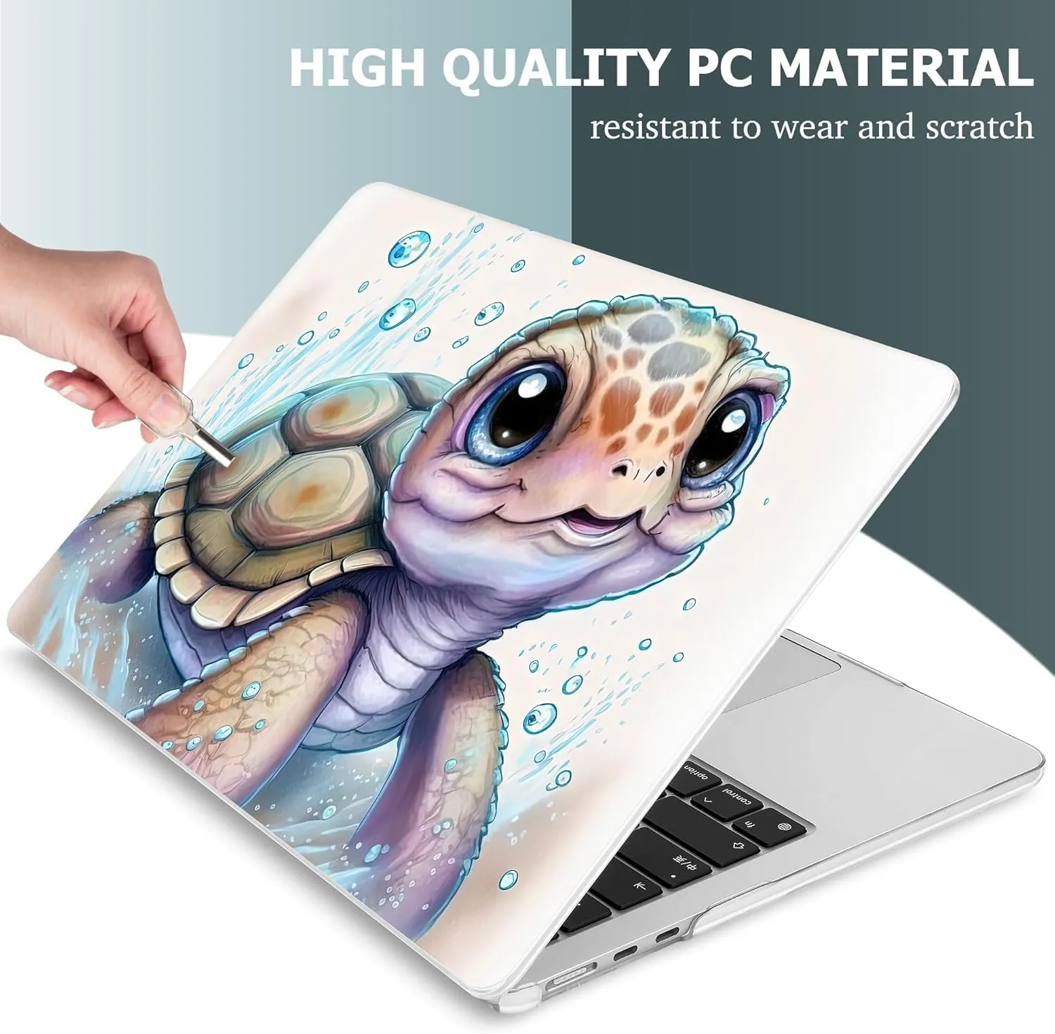 Mektron for 2024 M3 MacBook Air 13.6 Inch A3113 Case Fits 2022 2023 A2681 M2 Chip with Liquid Retina Display Touch ID, Printed Plastic Hard Shell Cover for MacBook Air 13.6", Cute Turtle