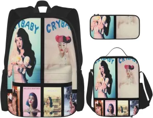 Melanie Popular Songwriter Martinez Backpack 3 Pieces Set With Lunch Box And Pencil Pouch Combination for Work/Sport/Picnic Simple Laptop Backpack Travel Daypack Stationery Bag