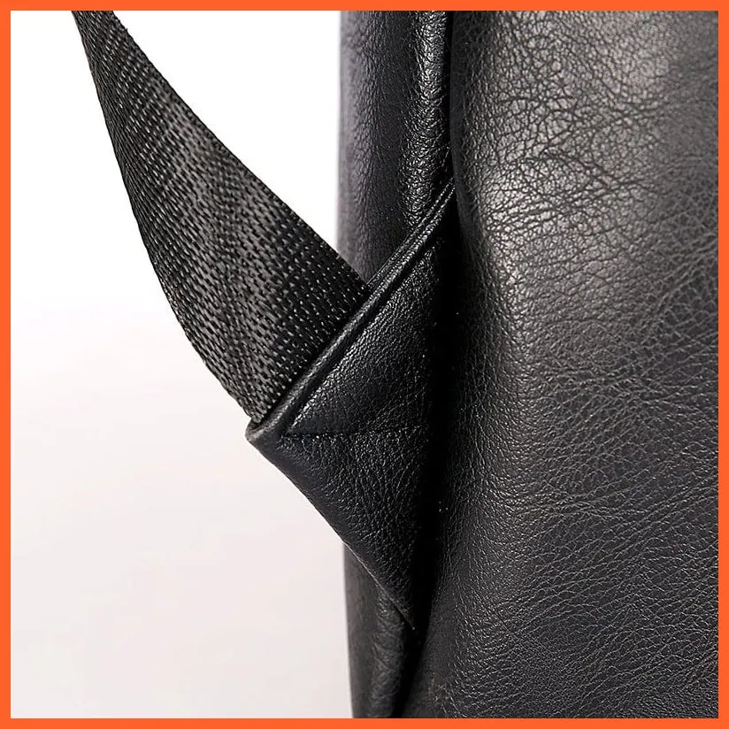 Men Pu Leather Backpack | Large Laptop Backpacks