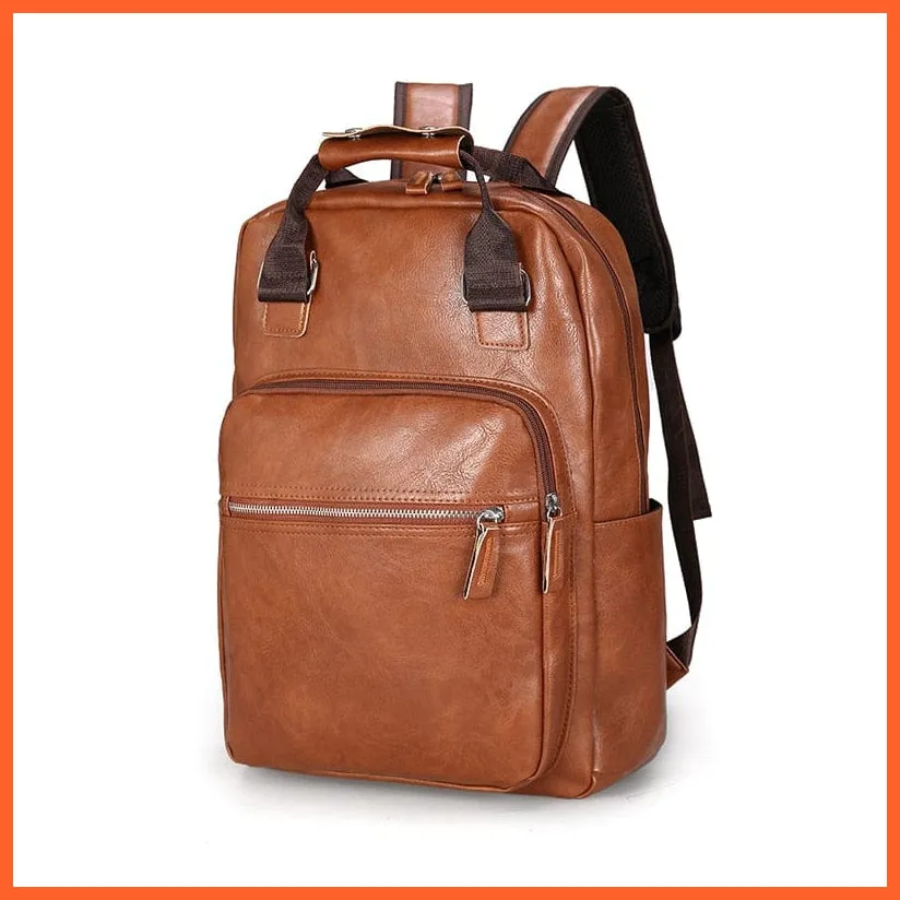 Men Pu Leather Backpack | Large Laptop Backpacks