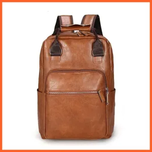 Men Pu Leather Backpack | Large Laptop Backpacks