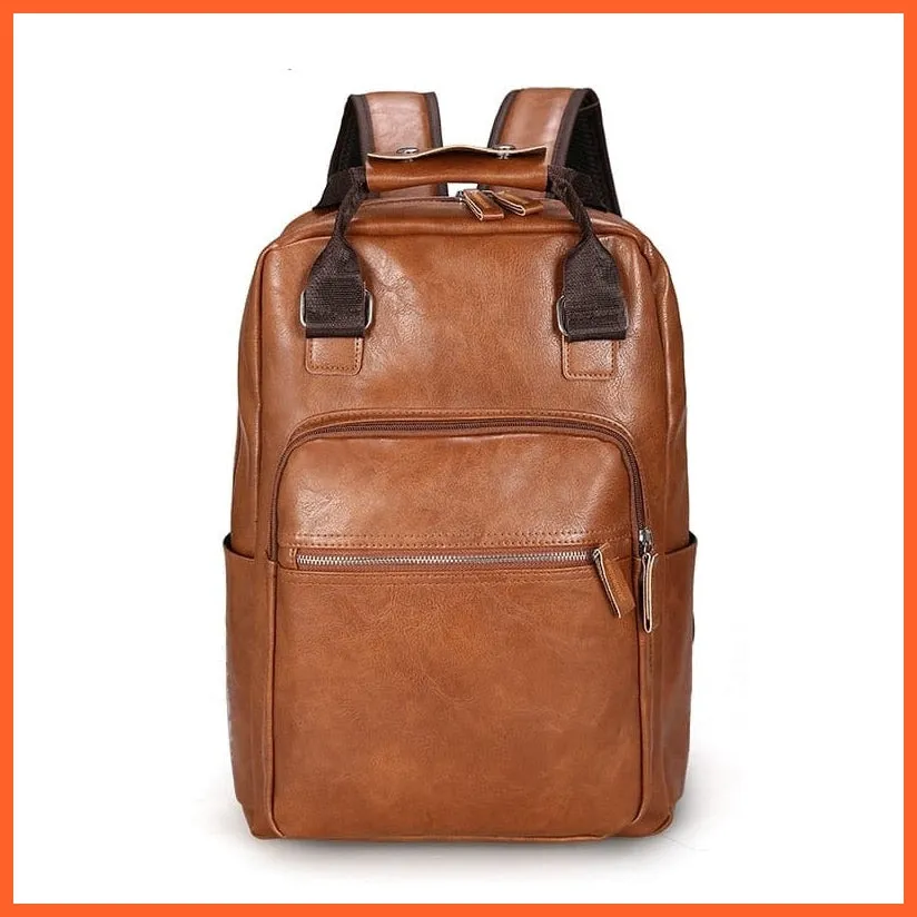 Men Pu Leather Backpack | Large Laptop Backpacks